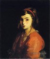 Petite fille en portrait rouge Ecole d’Ashcan Robert Henri
